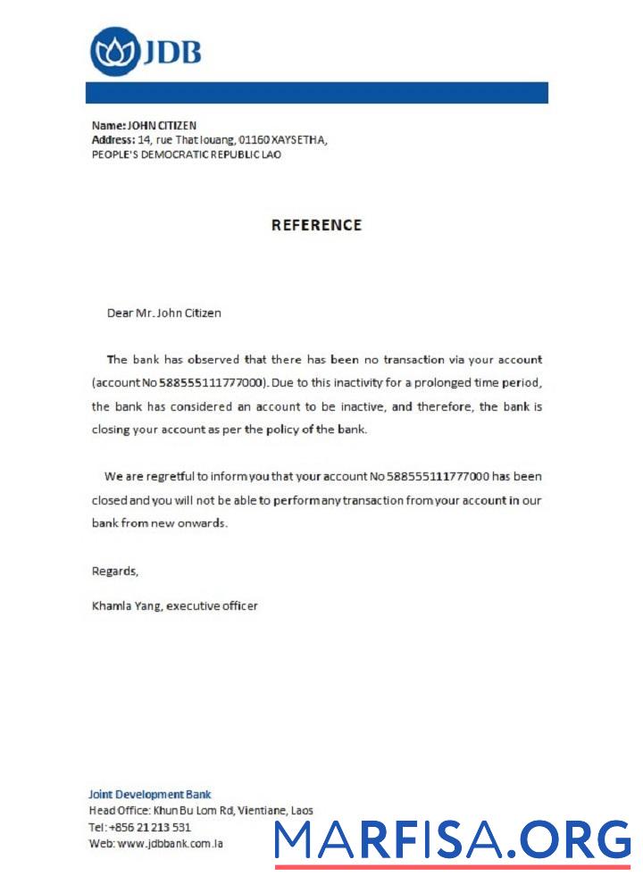 Downloadable Laos Joint Development Bank closure reference download for verification